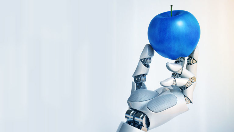 Digital Transformation Fund Administration - Artificial Intelligence Hand and Blue Apple