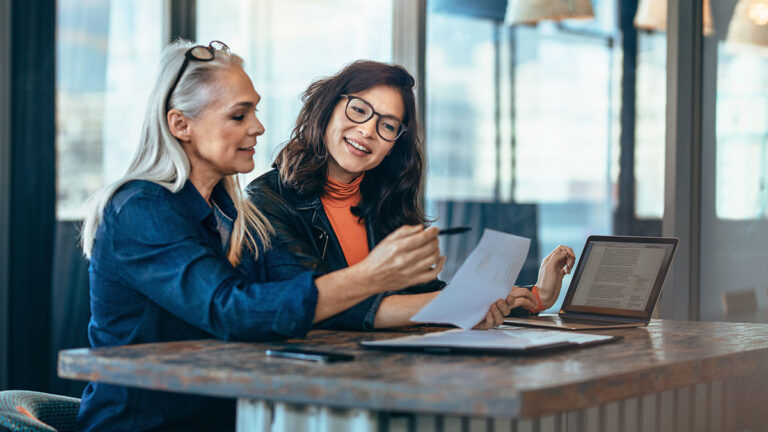 Women with business reporting