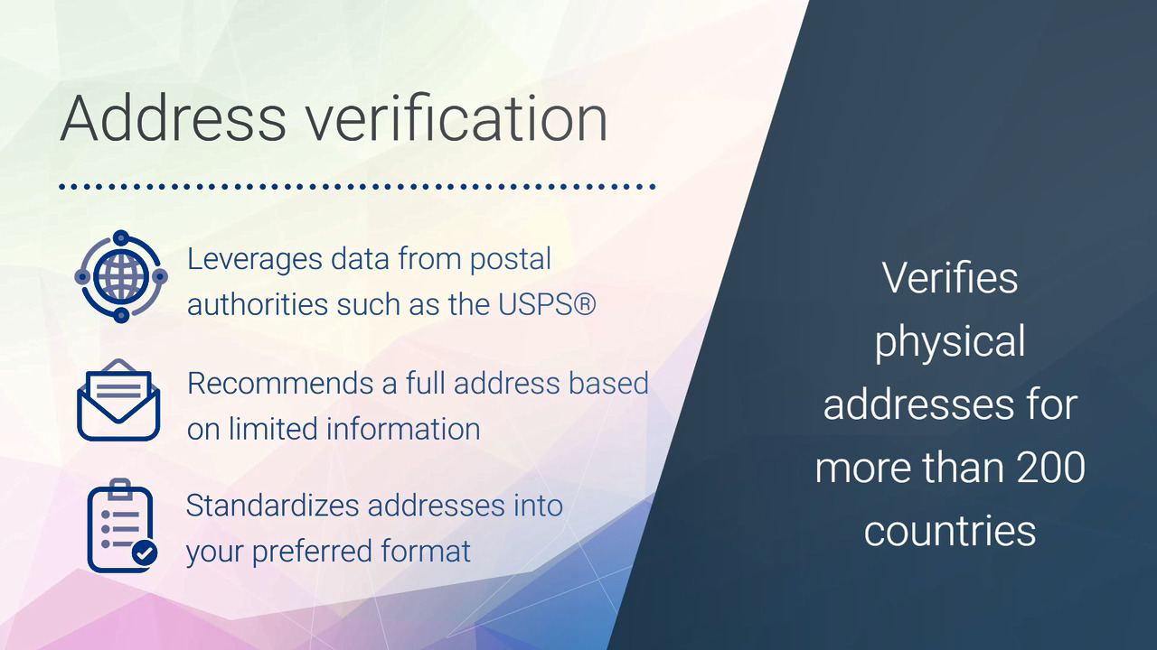 Global address lookup verification screen