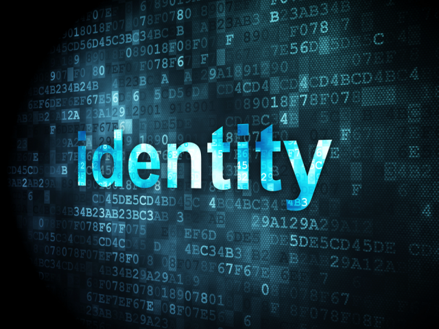 Background showing code with the word Identity 