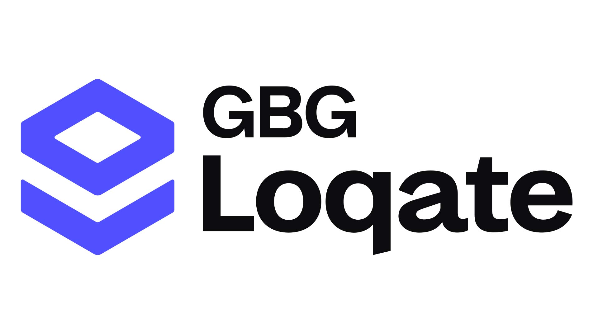 GBG Loqate logo thumbnail with blue cube on left and black words on the right. GBG is stacked over Loqate.
