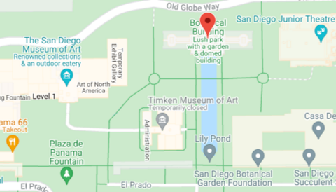 Map showing Balboa Park in San Diego. 