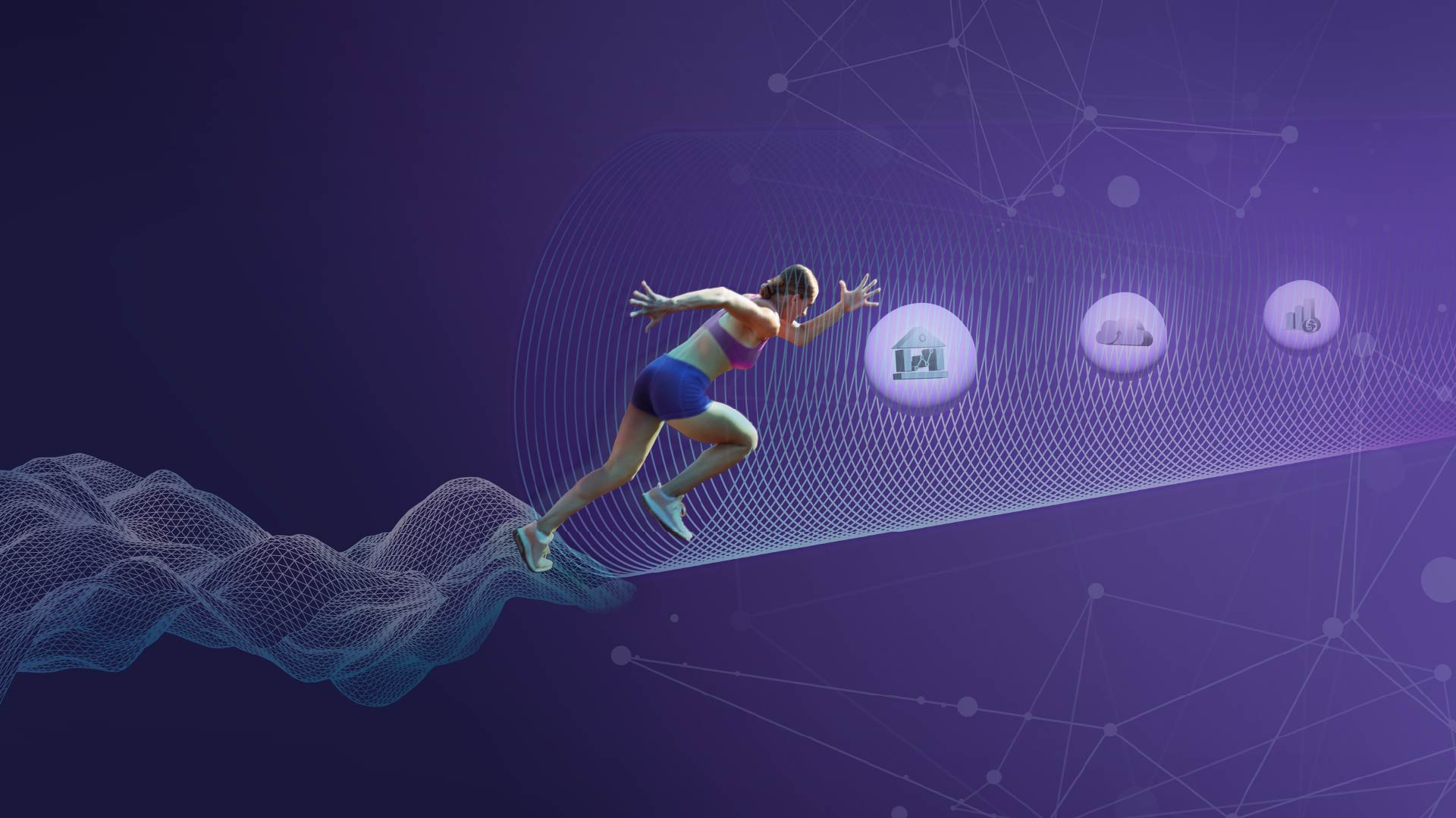 Girl running up incline - AI generated backgrond