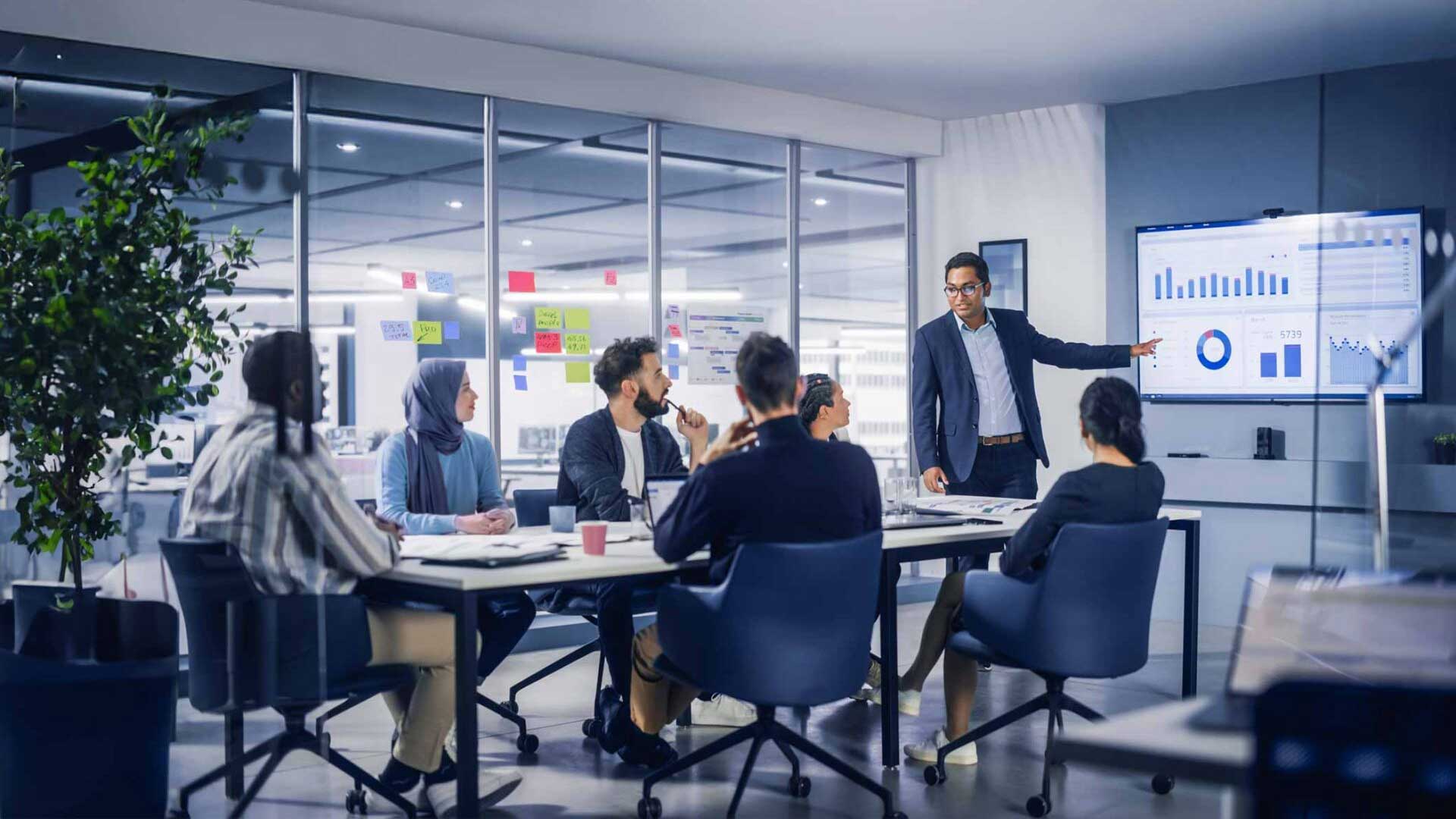 Coworkers in a conference