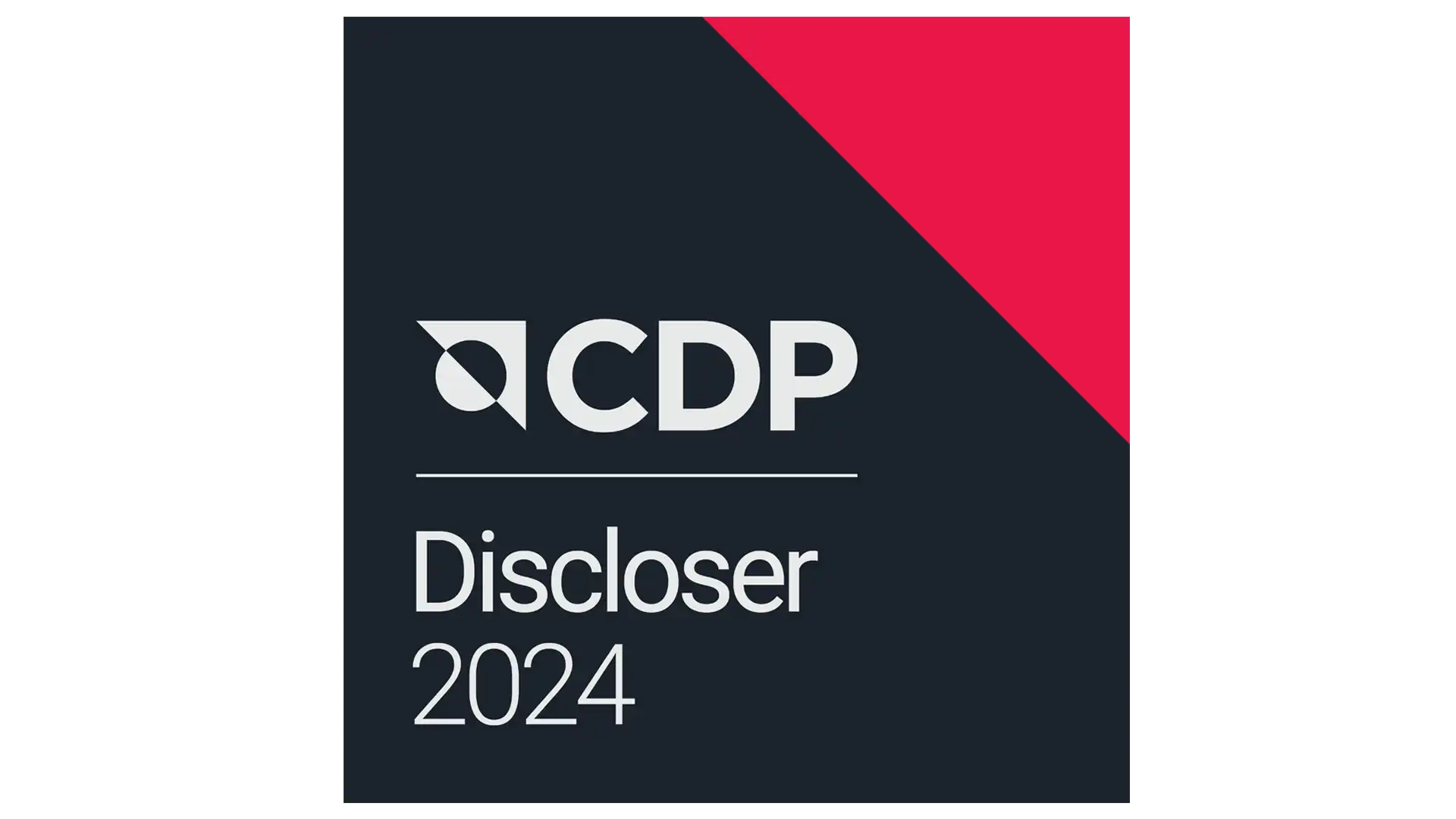 Bold white text on a black background reads "CDP Discloser 2024" with a red corner top right
