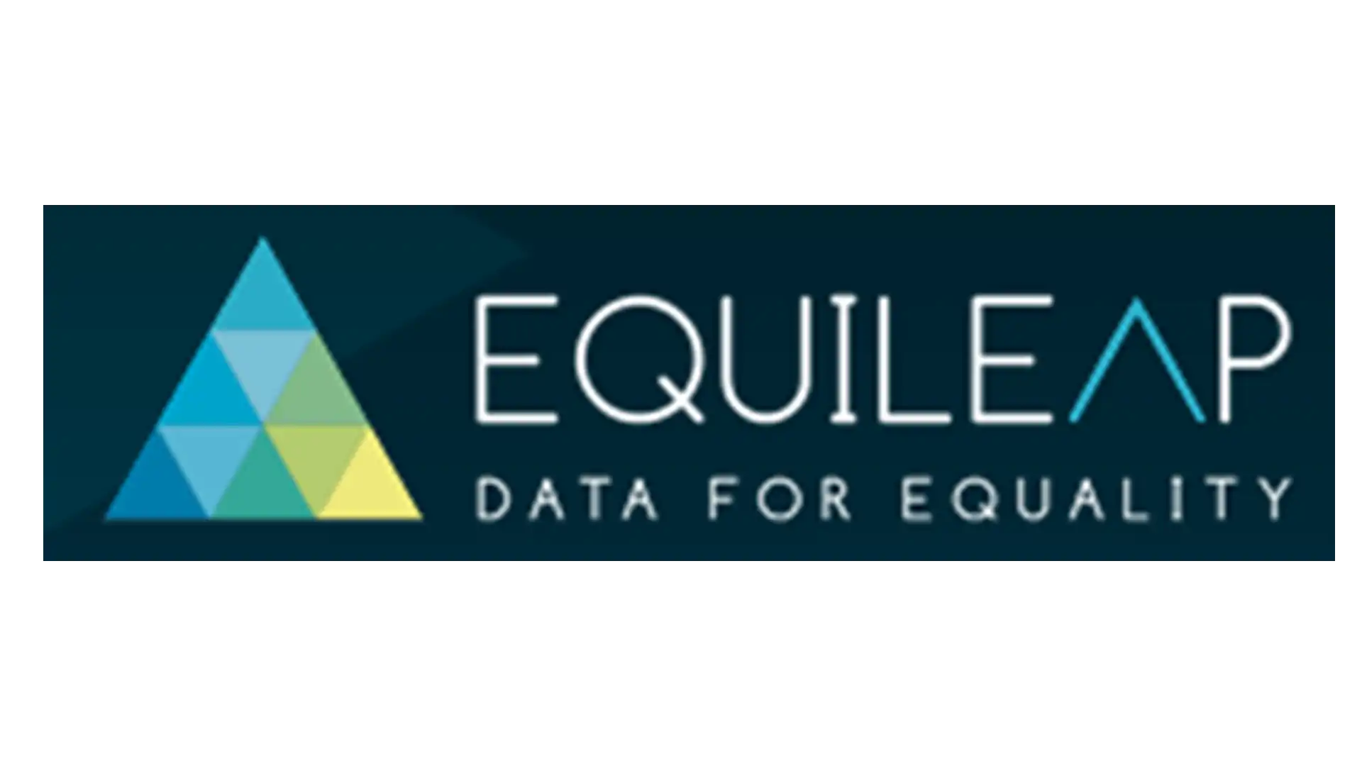Equileap logo with large multicolored triangle, made up of smaller triangles that are all different colors with the words Equileap, Data for Equity off to the right.