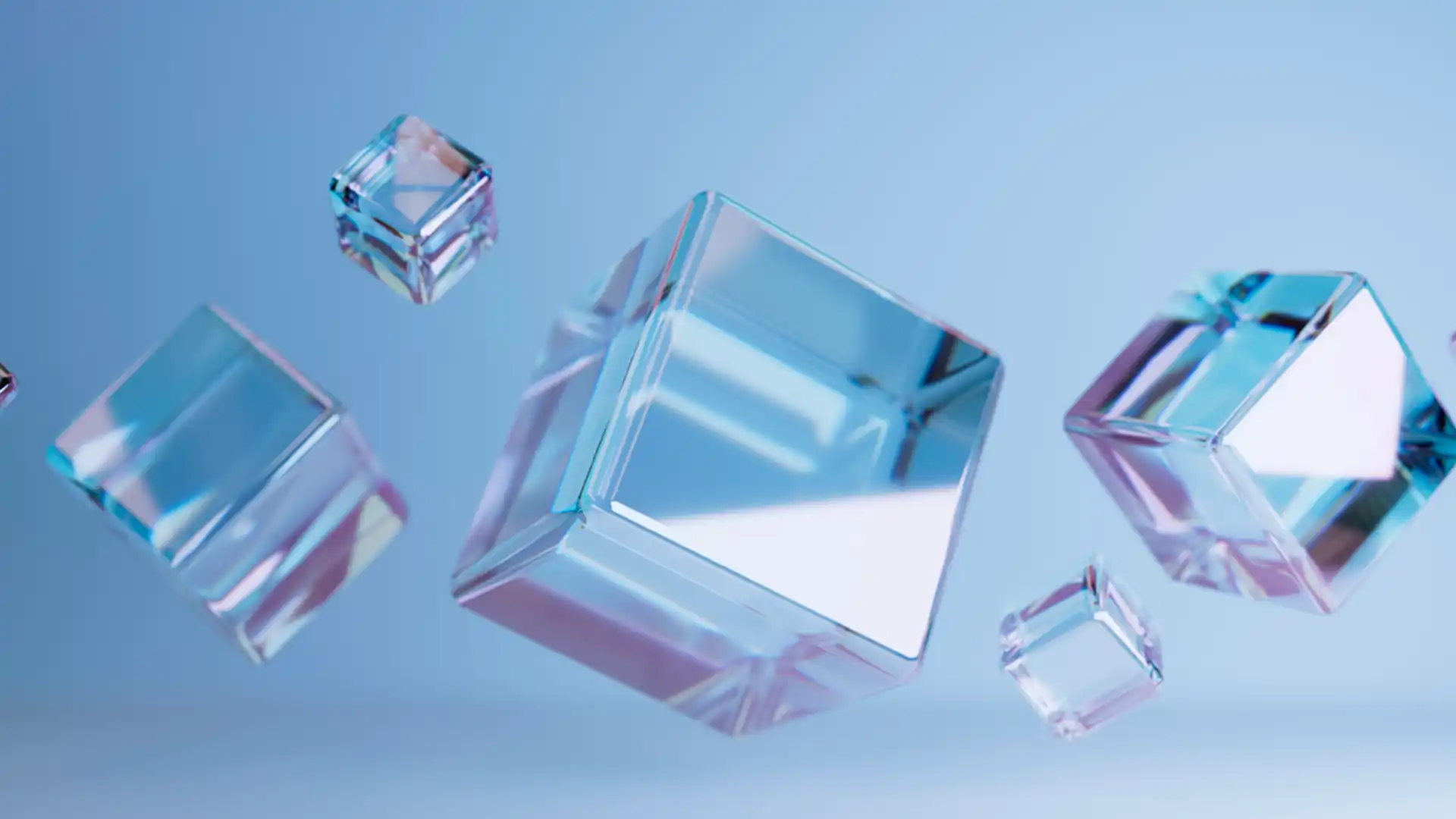 Glass cubes rotating 